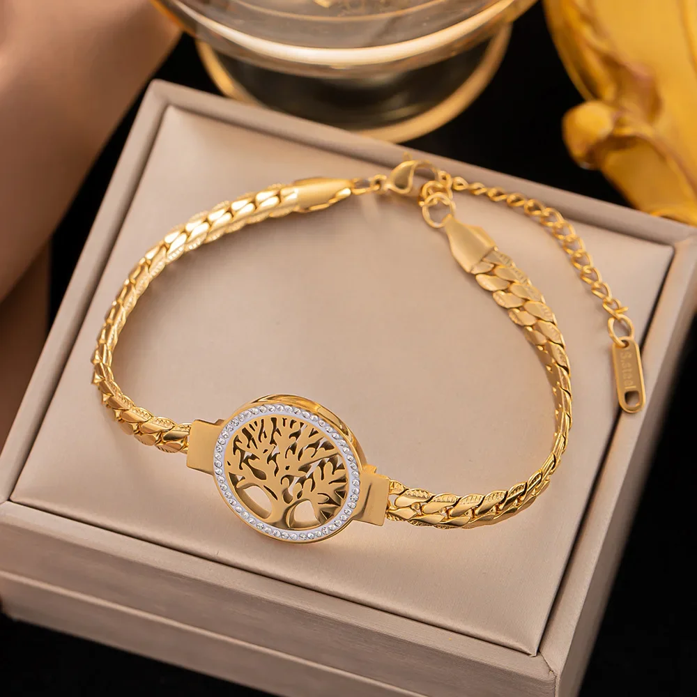 Ethnic Fashion World - Bracciale albero del mondo in acciaio