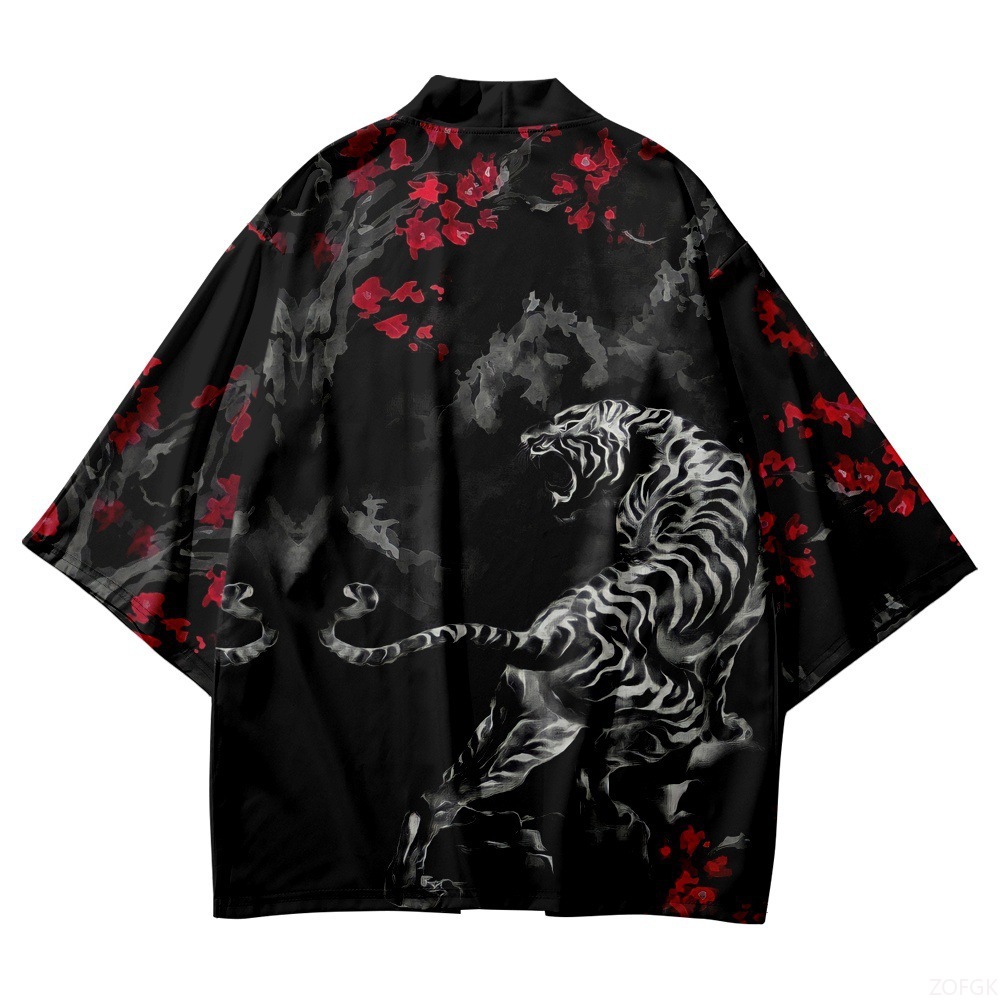 Haori Japanese Jacket - Kimono nero con colletto aperto da