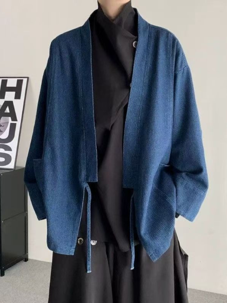 Haori Japanese Jacket - Cappotto di jeans vintage stile giapponese