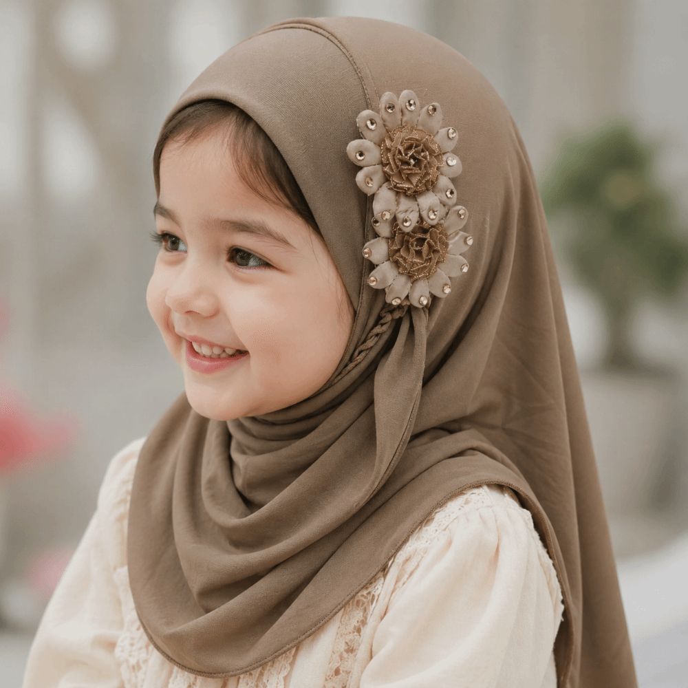 Ethnic Fashion Girls - Hijab per Bambine con Motivi Floreali,